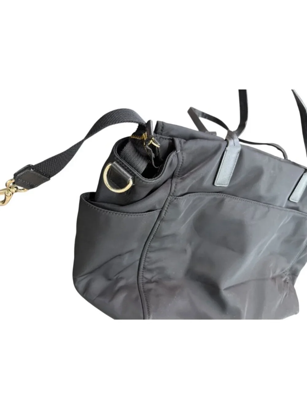 Kate Spade Black Nylon Diaper Bag With Leather Straps & Multiple Pockets